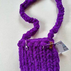 Purple Knit Shoulder Crossbody Bag